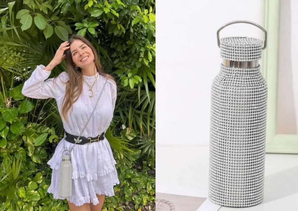 La China Suárez presumió su accesorio trendy de lujo: una botella de agua con brillos plateada.