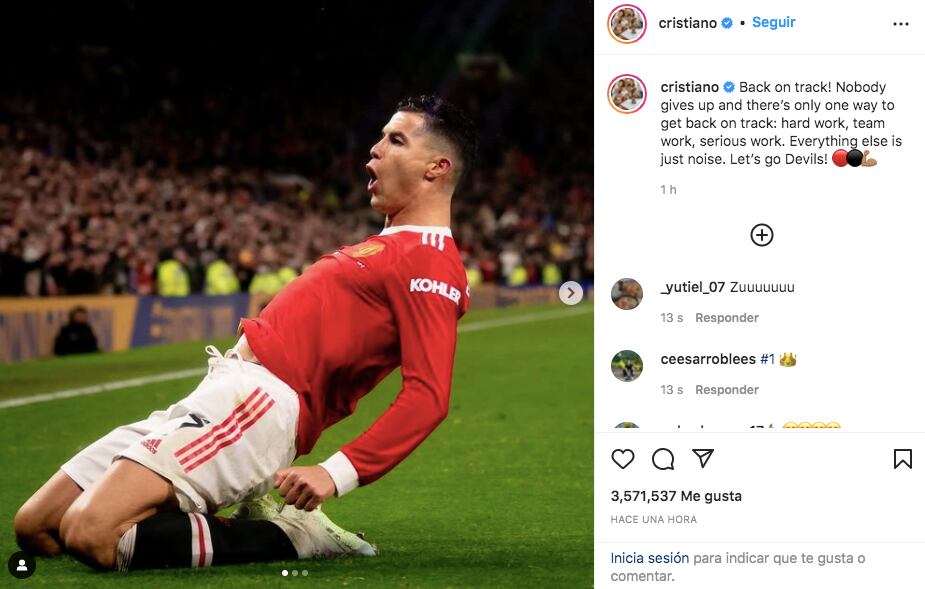 El contundente mensaje de CR7 en sus redes sociales.