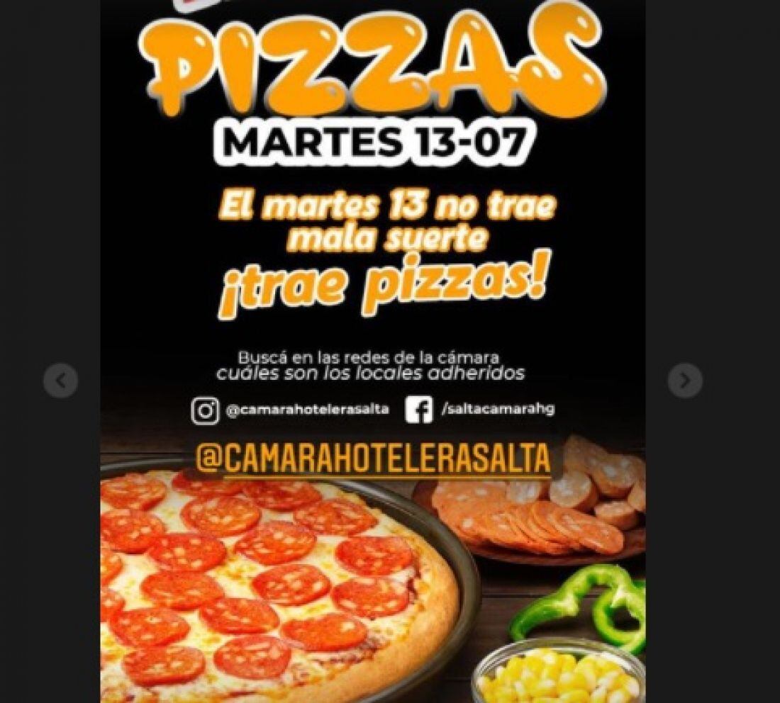 La Noche de las Pizzas se desarrolló el martes 13 de julio, con un gran éxito en toda la provincia.