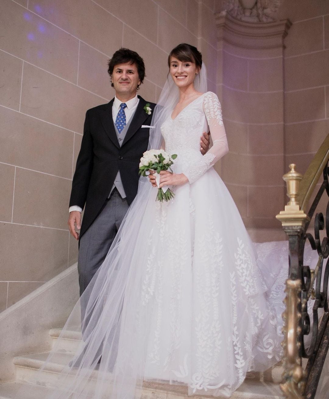 Katja Martínez y su papá, Ciro en el día de su casamiento.