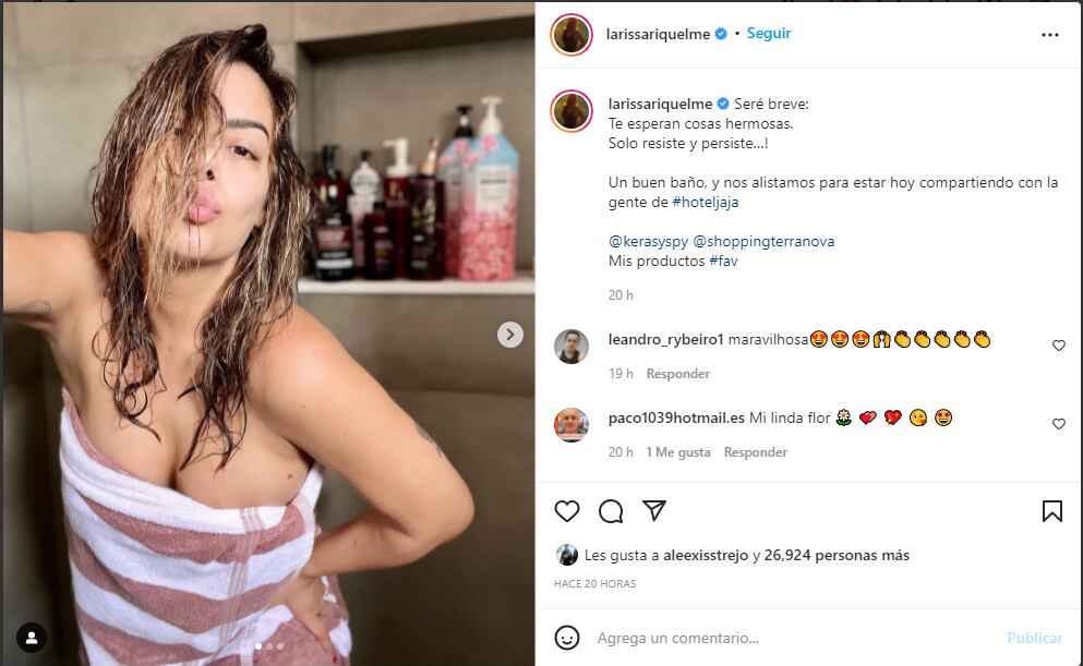 Larissa Riquelme al borde de la censura. (Foto: captura de Instagram).