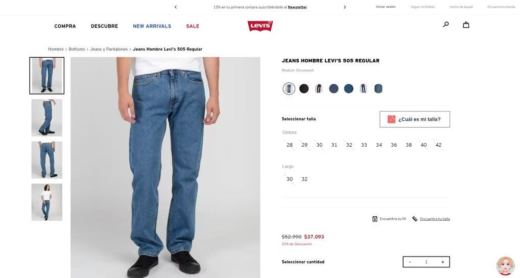 Cuánto vale en Argentina este jean de hombre de Levi's.