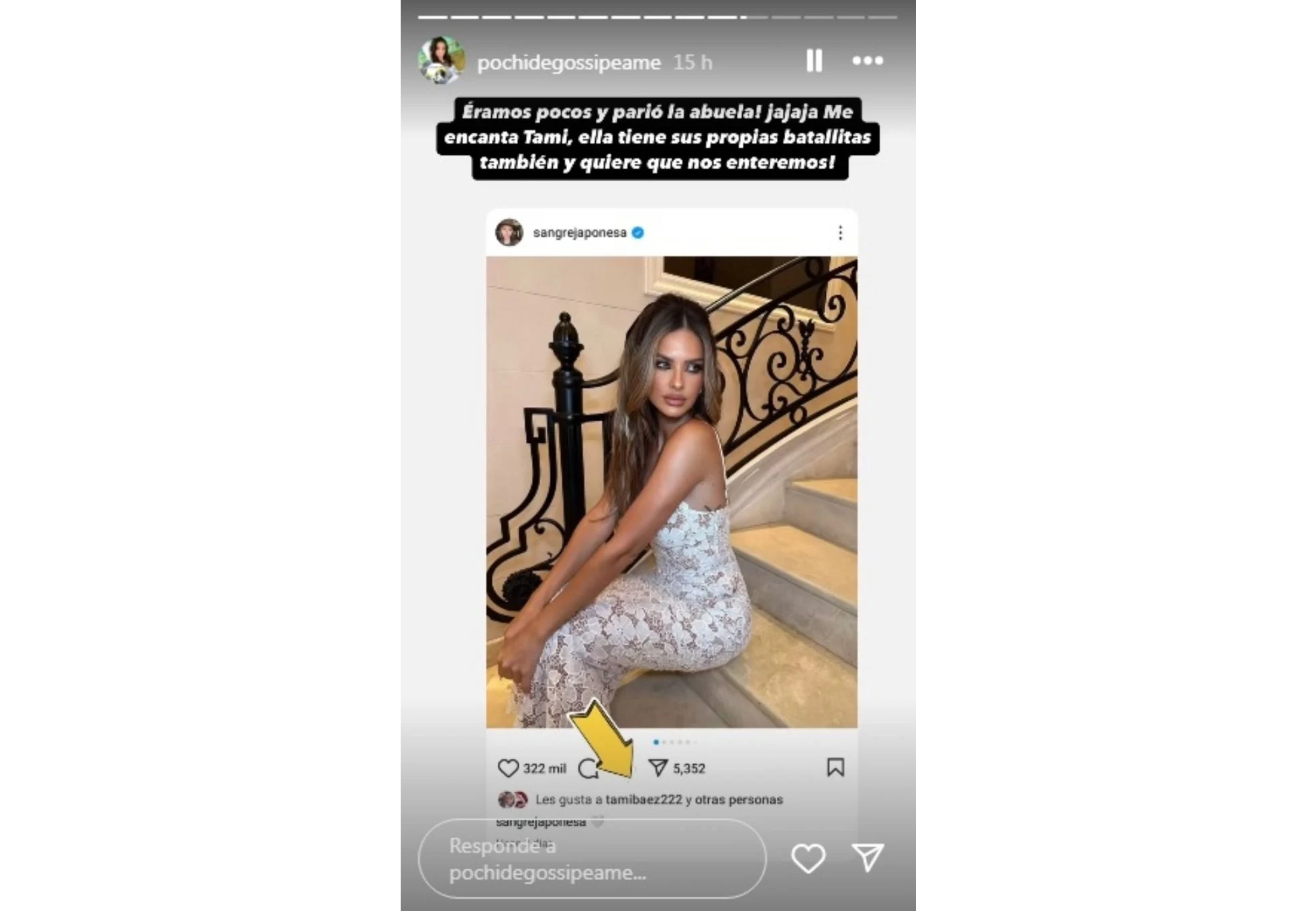 El like de Tamara Báez a la China Suárez.