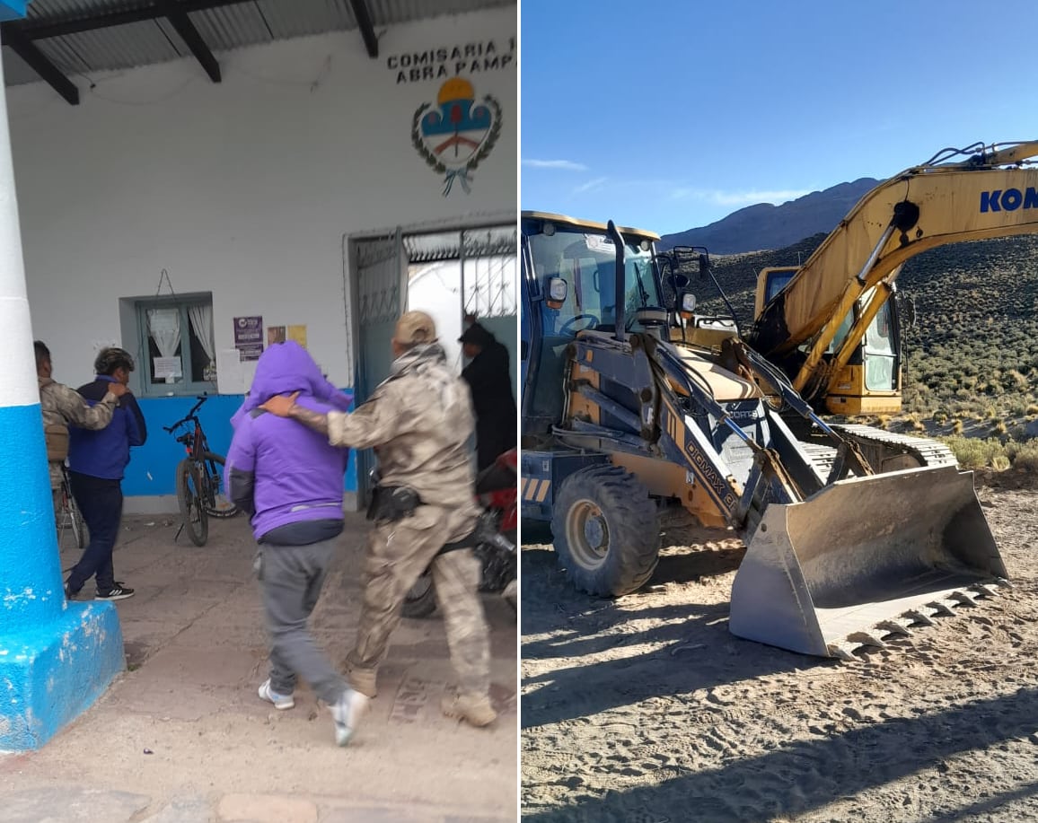 Los detenidos fueron alojados en la comisaría 16 de Abra Pampa y la maquinaria hallada quedó secuestrada bajo custodia de MPA.