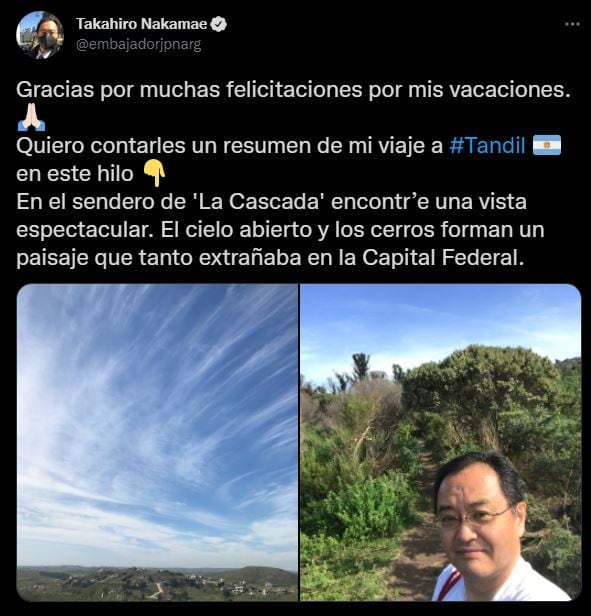 Así relató su estadía en Tandil Takahiro Nakamae, embajador de Japón