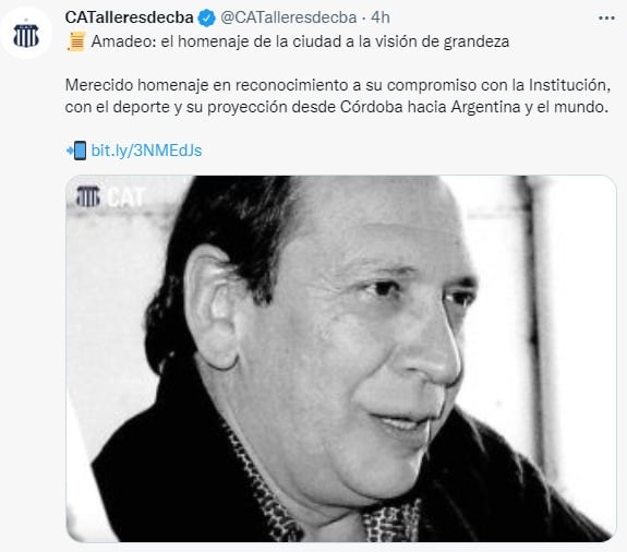 Amadeo Nuccetelli, el presidente que marcó un época en Talleres, tiene su estatua.