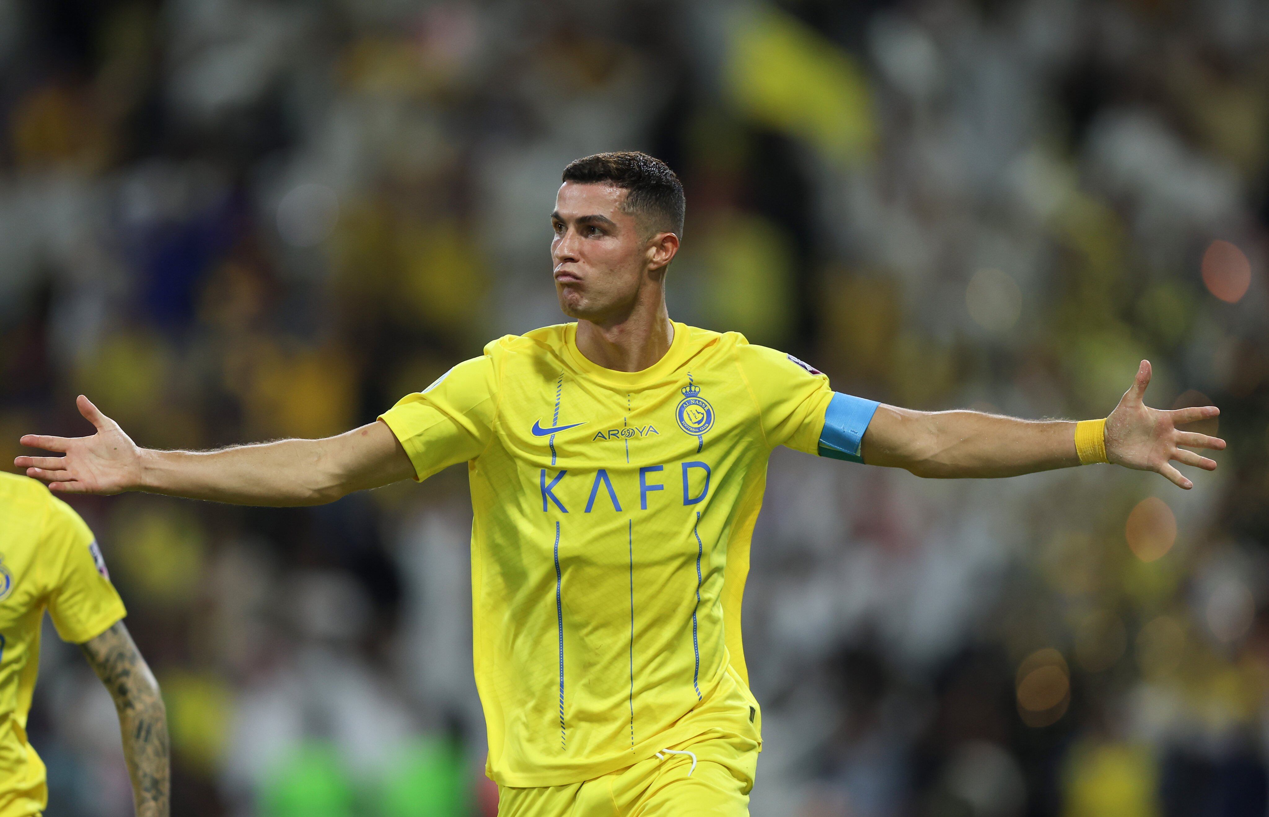 CR7 festejando uno de sus dos goles en la consagración de Al Nassr ante Al Hilal / Gentileza.