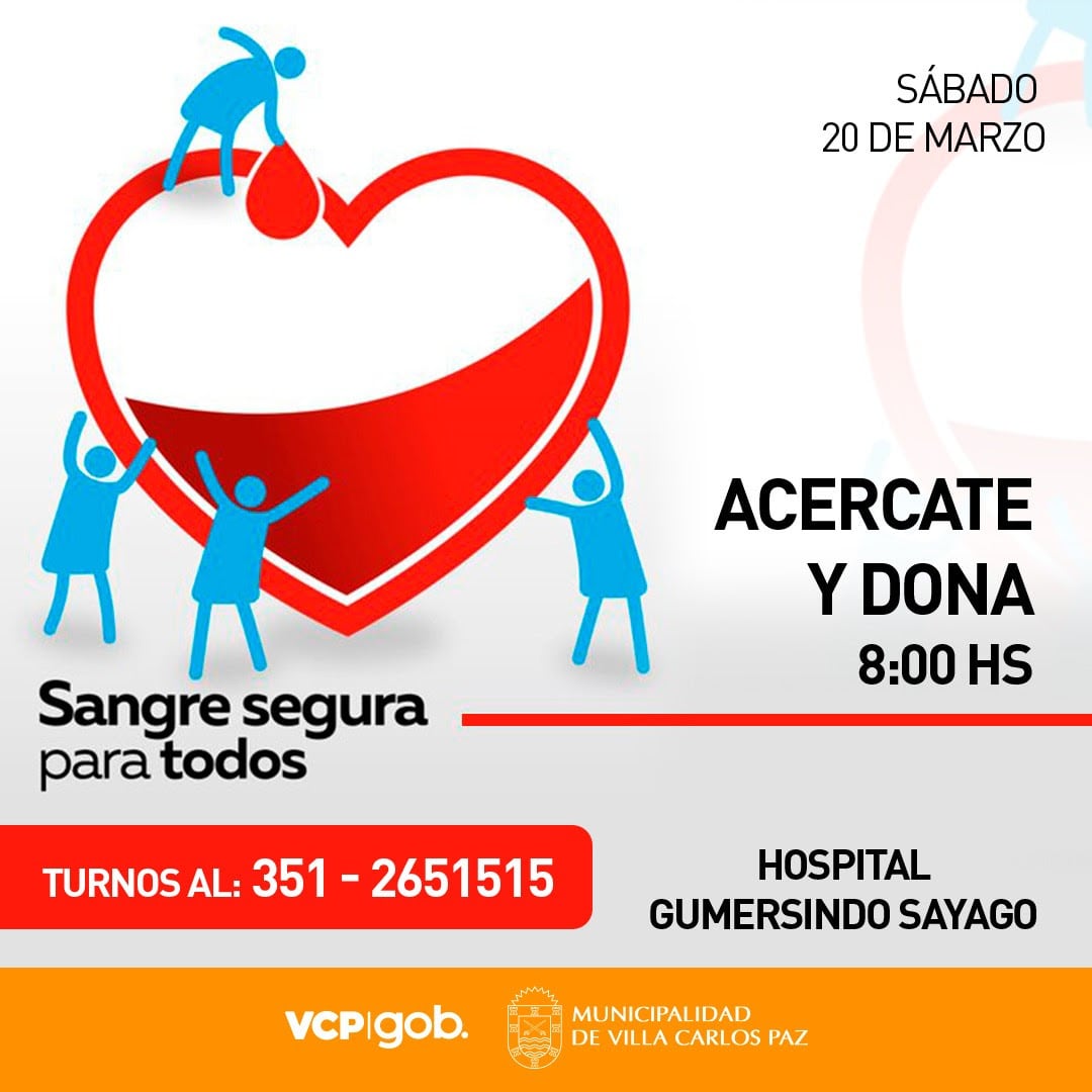 Campaña para donar sangre en Carlos Paz.