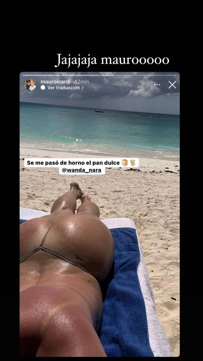 La foto que Mauro Icardi subió de Wanda Nara tomando sol.