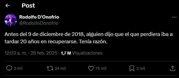 La cargada de D'Onofrio a Boca, con una frase de Mauricio Macri.