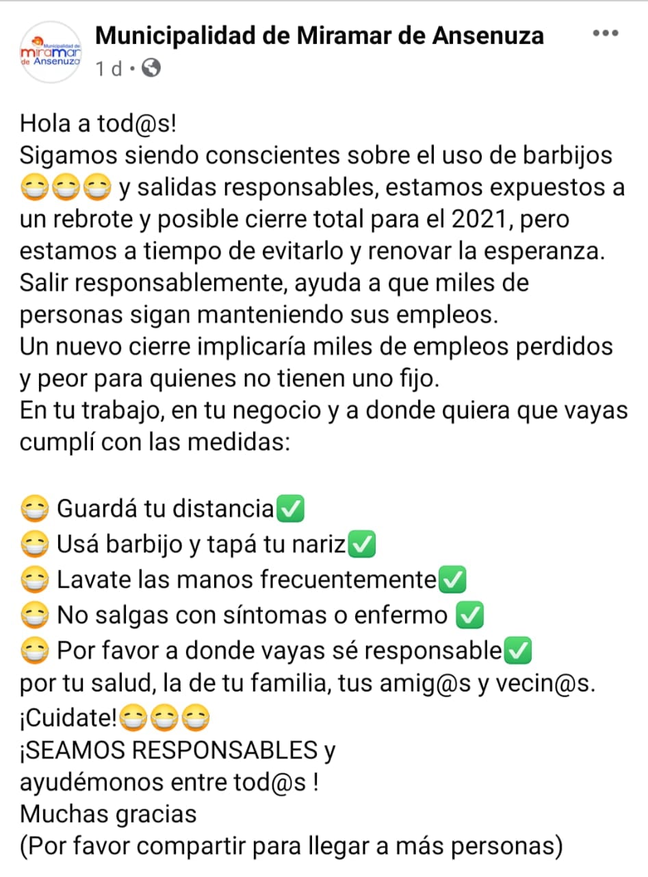 El mensaje publicado en redes sociales.