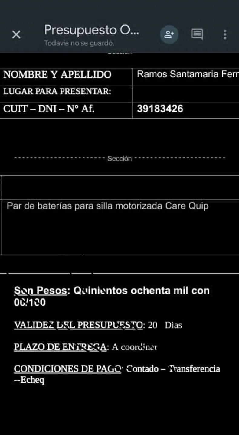 Fernando necesita 580.000 pesos para comprar dos baterías.