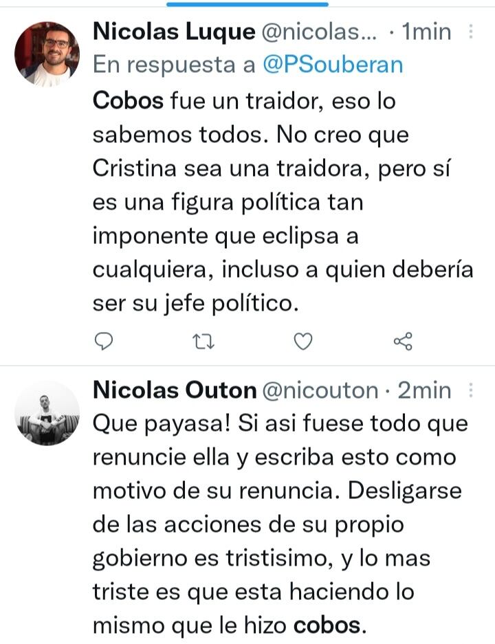 Comentarios sobre Julio Cobos a raíz de la carta de Cristina Fernández.