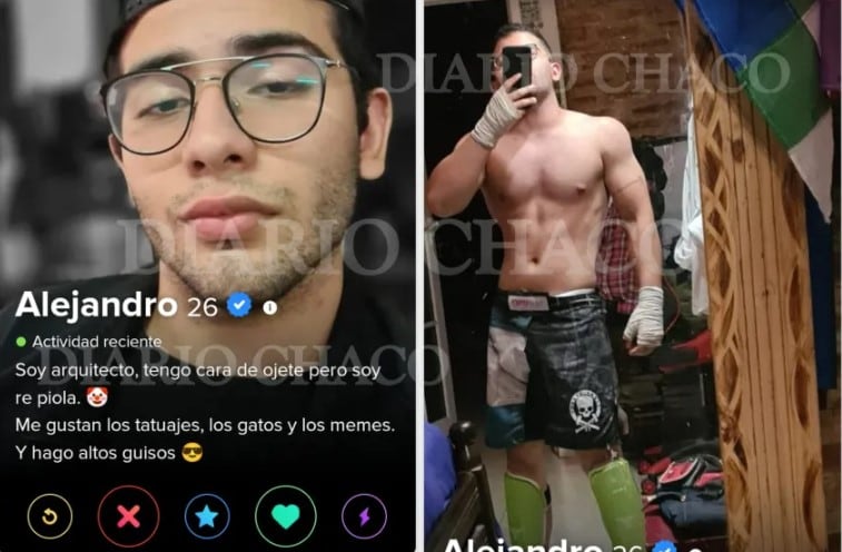 El perfil de César Sena en Tinder.