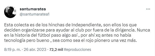 Este jueves comienza la colecta para el "Rojo".