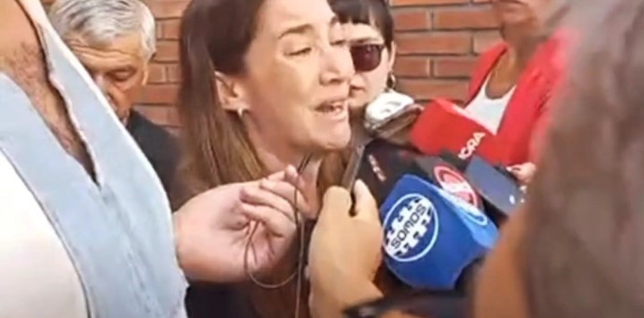 La hermana de Ariel Goyeneche en declaraciones a la prensa.