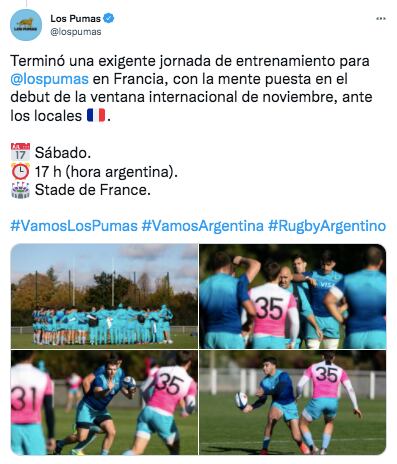 Los Pumas jugarán ante Francia en el Stade de France.