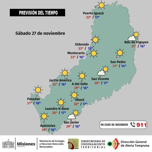 Regreso de clima estable y cielo despejado en Misiones.