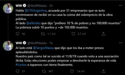 Waldo Wolff cargó contra los principales dirigentes del oficialismo.