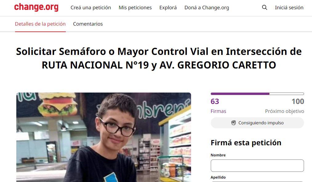 Petitorio de firmas para Leandro Arroyito