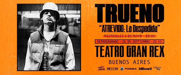 Trueno se presentará en el Gran Rex para cerrar su gira de "Atrevido".