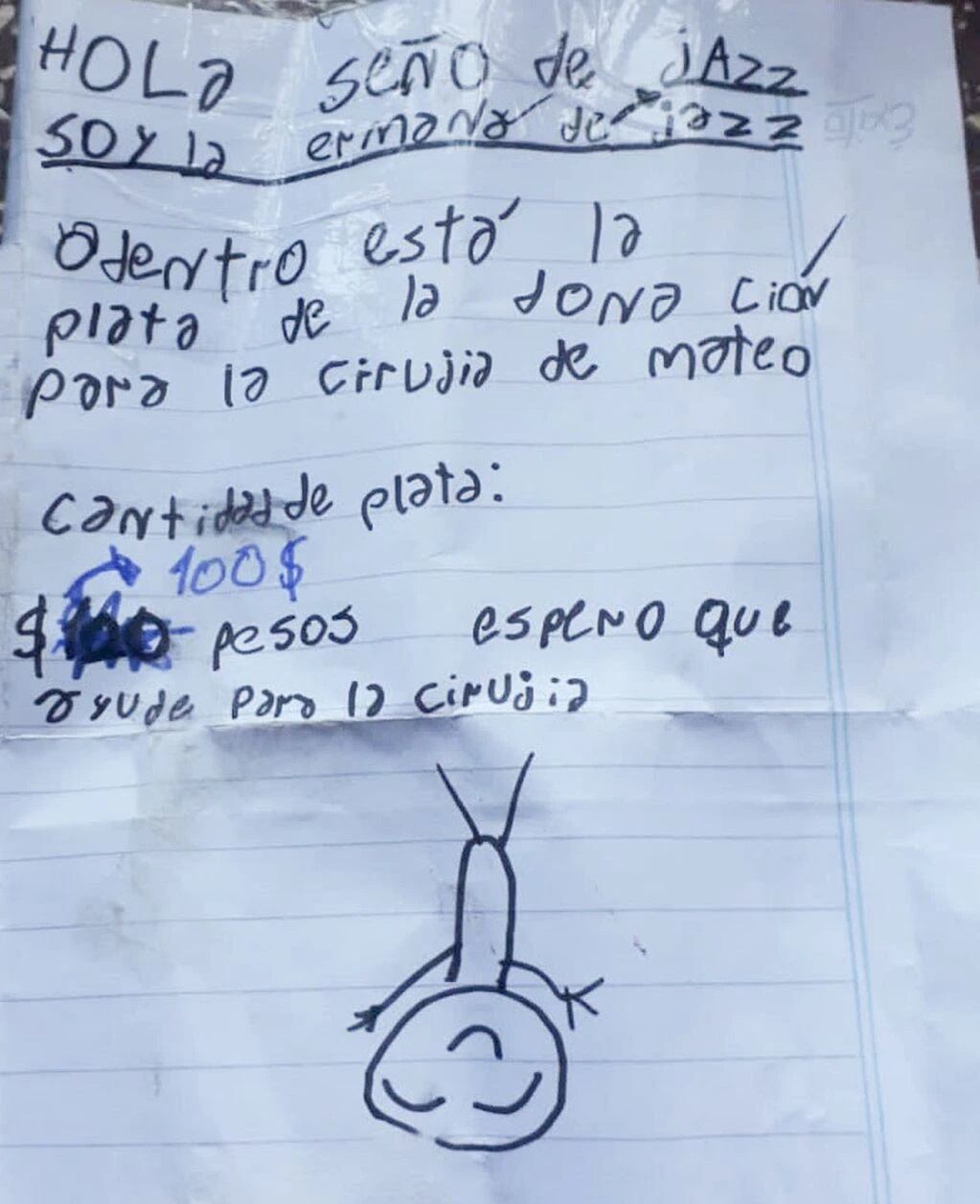 La tierna carta que la niña escribió para su señorita.