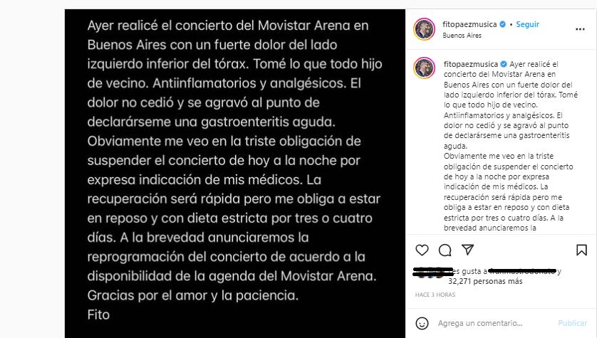 Fito Páez suspendió su show