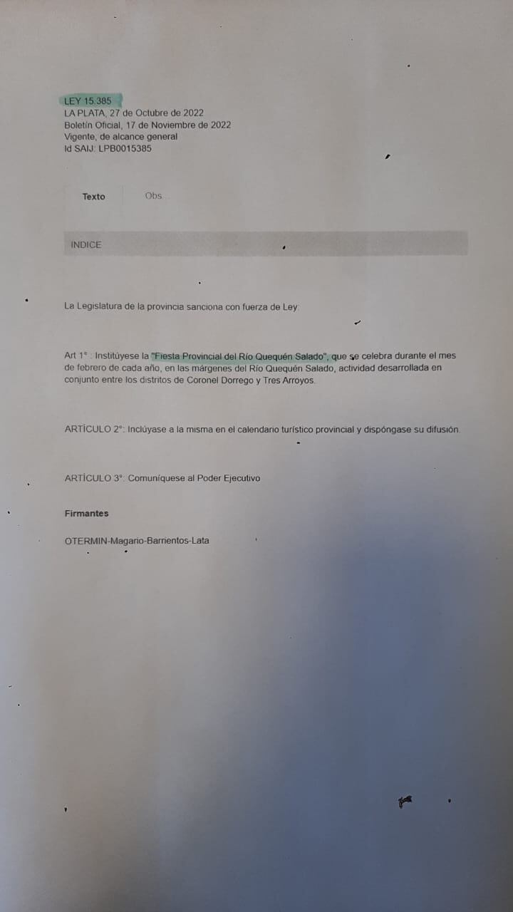 La Fiesta del Río Quequén Salado es provincial