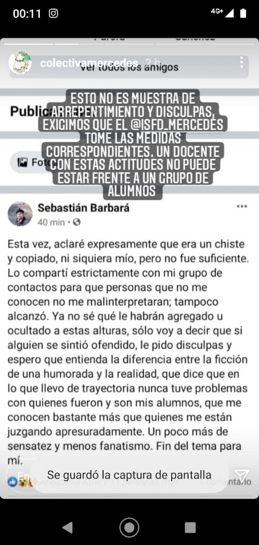 Polémica por una publicación sexista de un docente correntino.