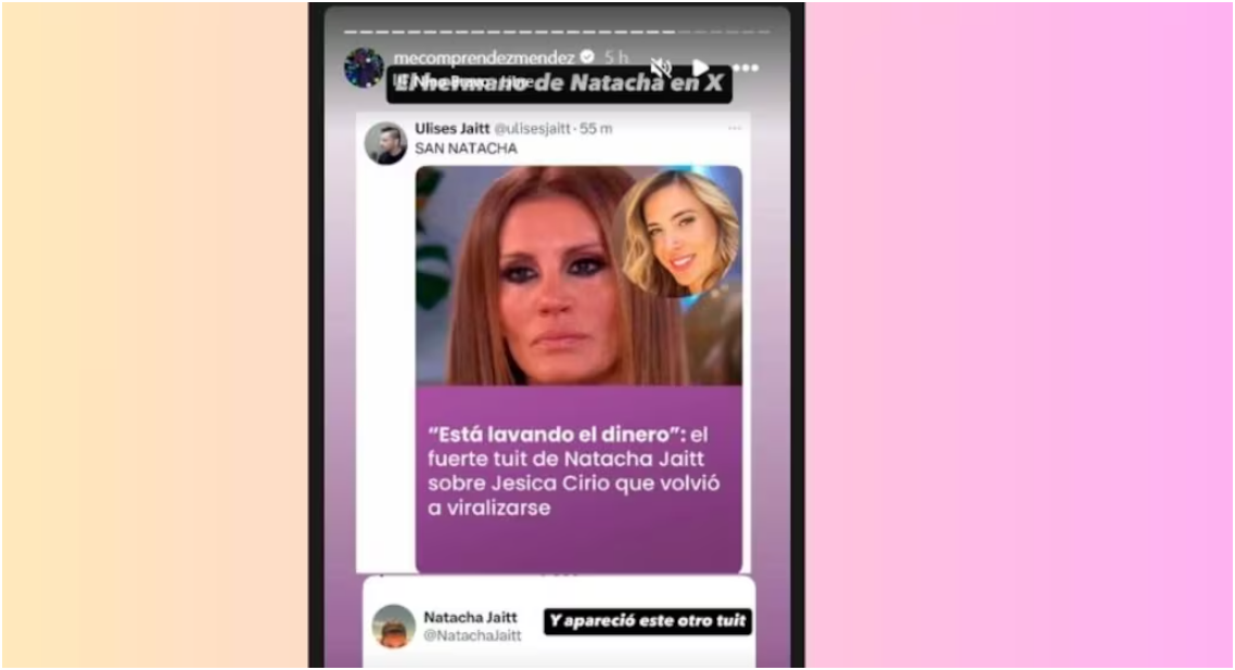 Ulises, hermano de Natacha Jaitt compartió un mensaje de ella en referencia a Jesica Cirio.