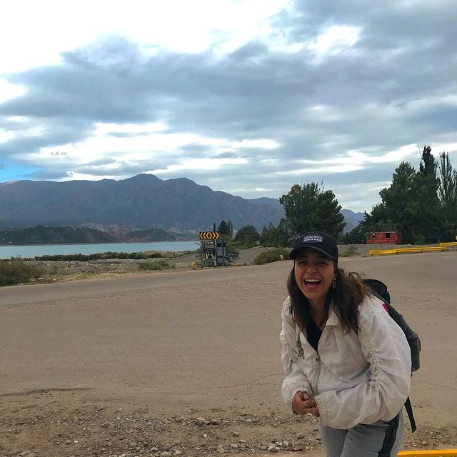 La cantante recien llegada a Potrerillos, Mendoza.