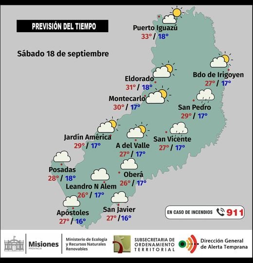 Sábado con mejoras y aumento de las temperaturas.