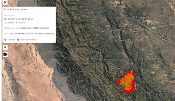 Imágenes que captron los satélites de la Nasa y CoNAE.