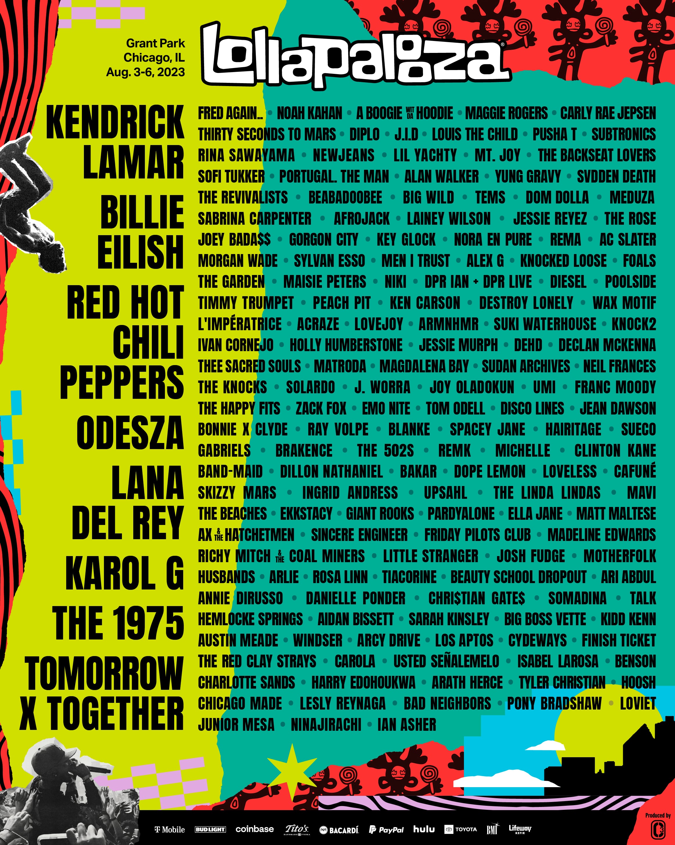 El lineup del Lollapalooza de Chicago, donde tocará Usted Señalemelo.