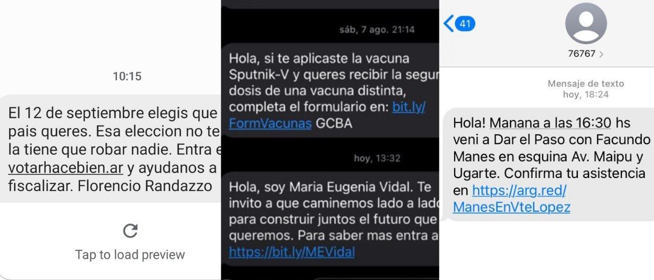 Publicidad electoral por SMS.