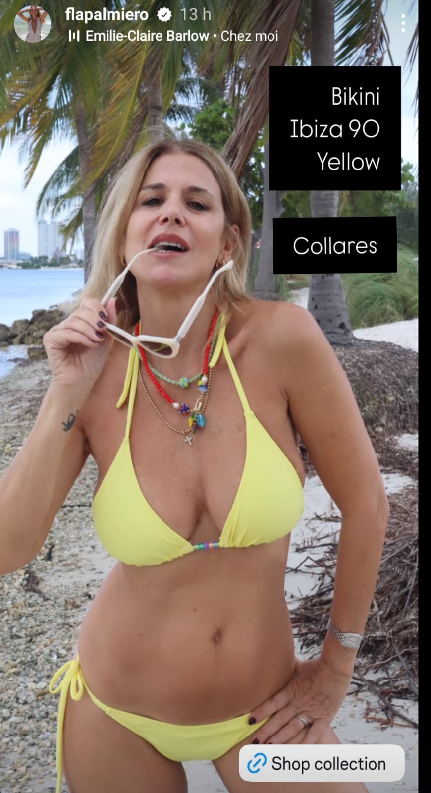 Flavia Palmiero revolucionó Instagram con una microbikini amarilla infartante