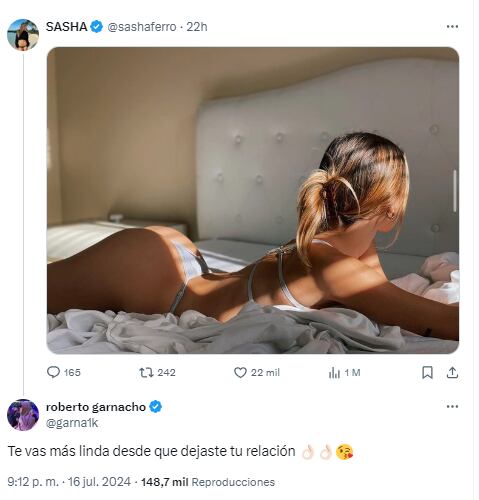 El picante comentario de Roberto Garnacho a Sasha Ferro