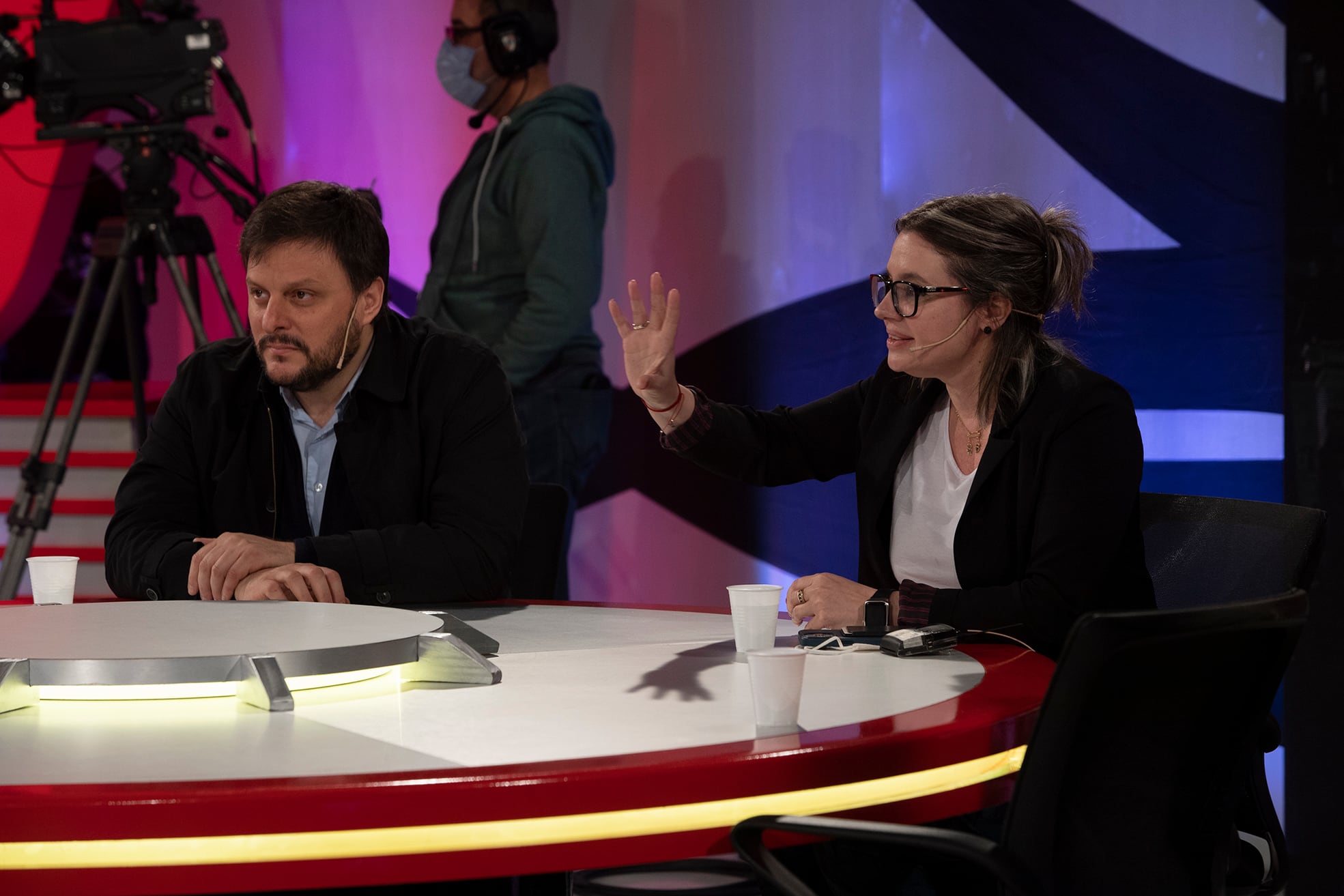 Leandro Santoro y Gabriela Marziotta en la presentación de candidatos en el programa A dos voces.
Foto Clarín