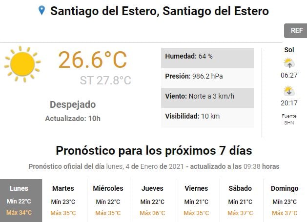 Servicio Meteorológico Nacional.