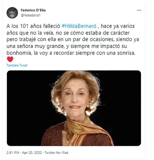 La despedida de los famosos a Hilda Bernard