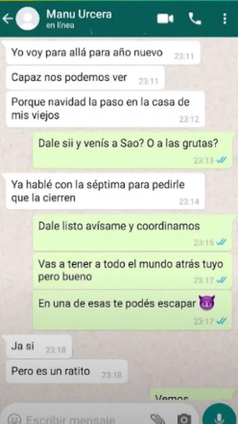 El chat que Nicole Neumann leyó de Manu Urcera con otra mujer.