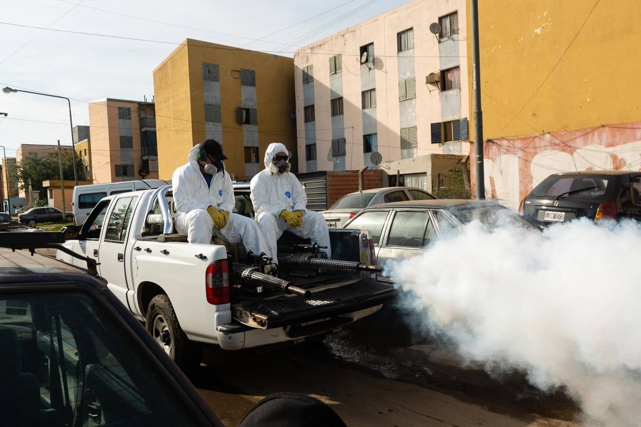 Fumigación para prevenir el dengue.