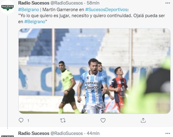 El delantero Martín Garnerone, goleador de Racing que debería volver a Belgrano.