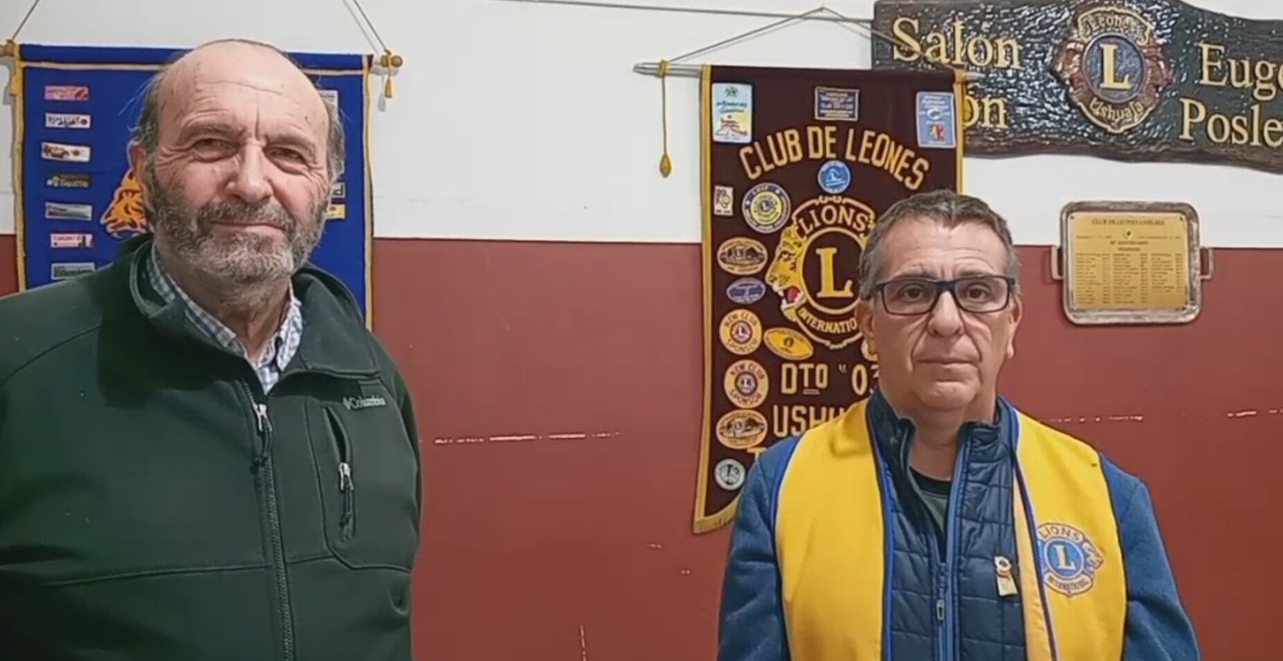 Carlos Schroeder, presidente del Club de Leones Ushuaia junto a Guillermo Alejandro Copello.