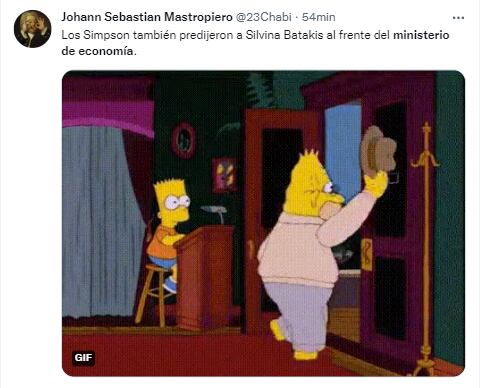 El meme de Los Simpson, mostrando cuánto habría durado la gestión de Silvina Batakis.