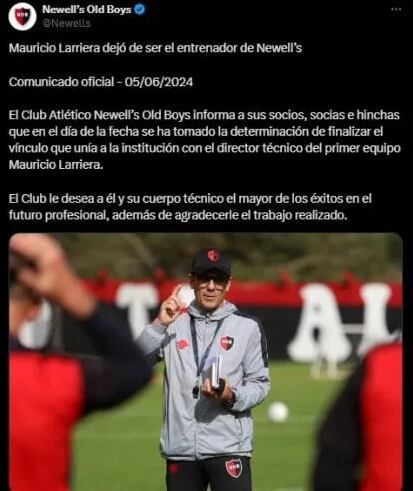 El club comunicó la decisión en redes