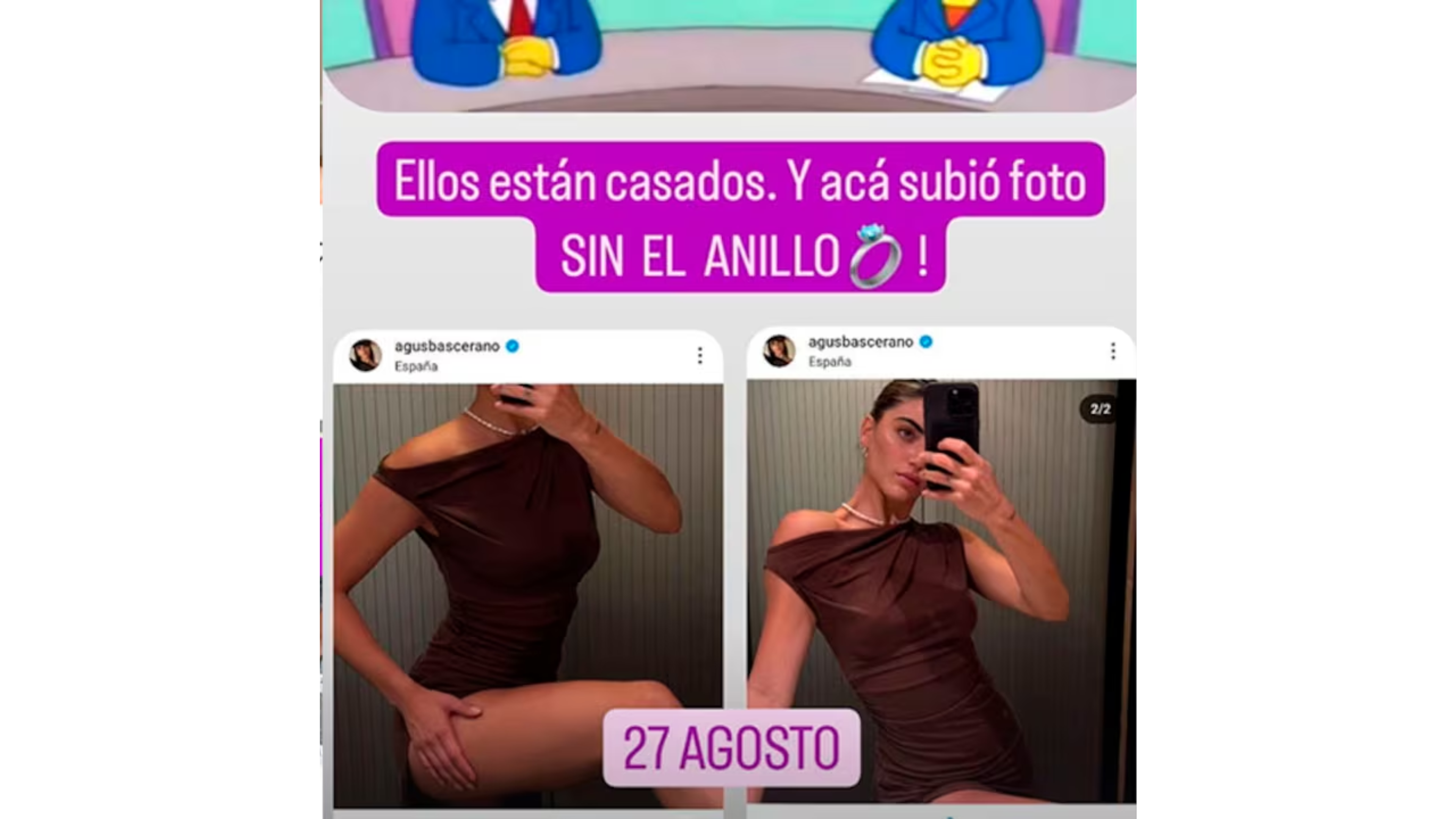 Las fotos de Agustina sin anillo.