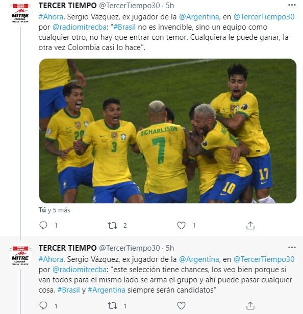 Para Sergio Vázquez, campeón en Copa América, este Brasil no es tan "cuco".