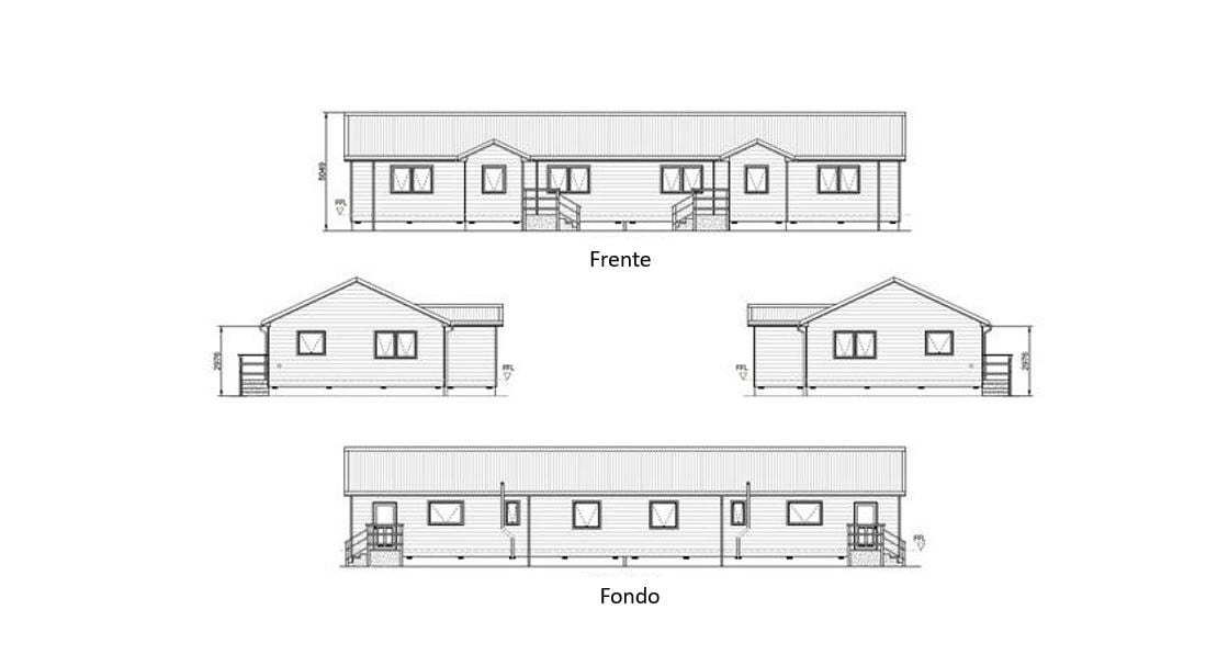 Modelo de las casas a construir en Malvinas.