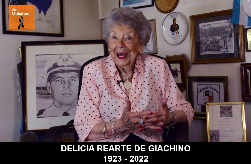 Delicia Rearte de Giachino decía que para ella cada día era un 2 de abril. Remarcó su lucha contra las malas negociaciones y reafirmó su postura para que se deje sin validez "los malos tratados" con Reino Unido. 